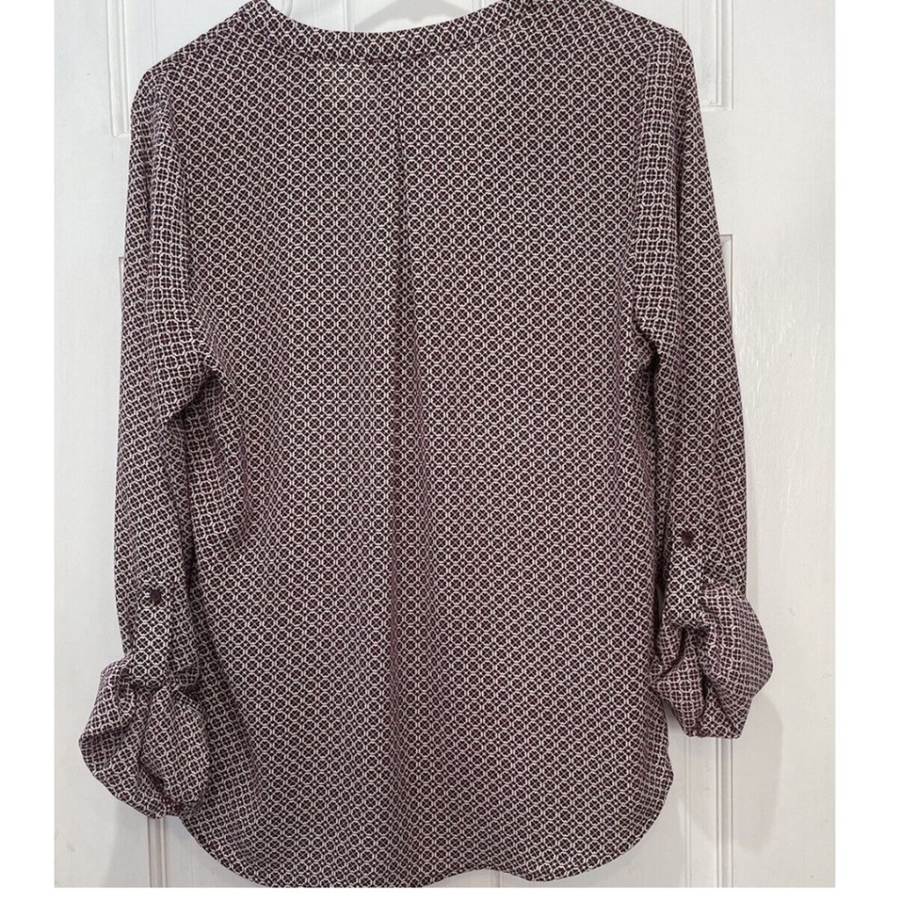 The Limited Purple/Maroon and White 100% Polyester Blouse Women’s Size Medium - Picture 3 of 3